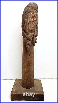 Roger Francois Haitian Artist Wood Carving Vintage Female Bust Head 11