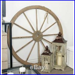 Rustic Antique Country Farmhouse Wood Metal Wagon Wheel Vintage Wall Art Decor