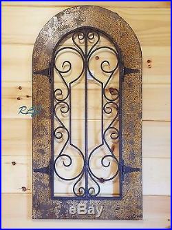 Rustic Antique Tuscan Old World Scrolling Wood Metal Wall Panel Art Vintage NEW