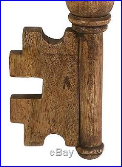 Rustic Set of 3 Large Country Wall Keys Mango Wood Dimensional Sculpture 20-24