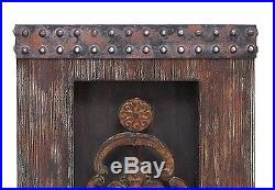Rustic Vintage Old World Wood Metal Set/2 Antique Keys Wall Panel Plaque Decor