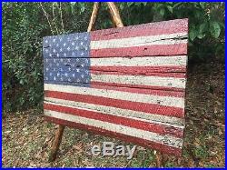 Rustic Wood American Flag, 25x40 Original Art On Vintage Oak Barn Wood