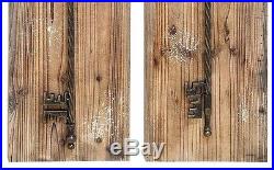 Rustic Wood Vintage Metal Scrolling Garden Gate Keys Wall Panel Set/2 Home Decor