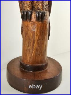 SCULPTURE Vintage Wood Owl Carved Totem 20x4x7 Handmade VTG Wooden Art Carving