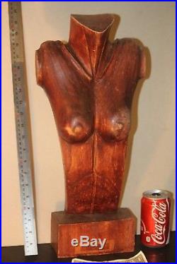 STORE COUNTER FEMALE WOOD TORSO mannequin statue sculpture ART DECO VINTAGE OLD