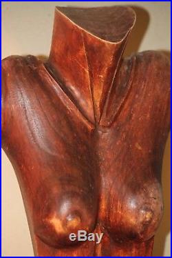 STORE COUNTER FEMALE WOOD TORSO mannequin statue sculpture ART DECO VINTAGE OLD