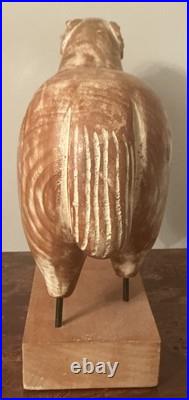 Sarreid LTD Italy Carved Wood Brass Ram Sheep Animal Sculpture Folk Art Vtg Mcm