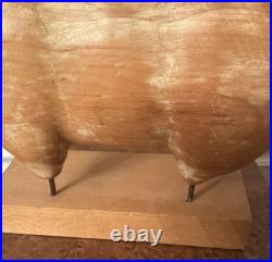 Sarreid LTD Italy Carved Wood Brass Ram Sheep Animal Sculpture Folk Art Vtg Mcm