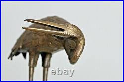 Sarreid LTD Spain Vtg Mid Century Modern Wood Brass Bronze Crane Bird Sculpture