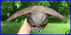 Screech Owl Wood Carving Signed Casey Edwards Wisconsin Decoy