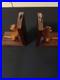 Selamat Designs Vintage Hand Carved Cat And Mouse WOOD BOOKENDS Sculpture