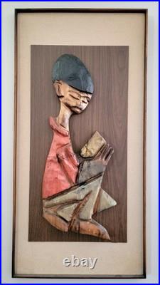 Set WITCO VINTAGE 60S WALL SCULPTURE ART MID CENTURY BOY & GIRL 49x25