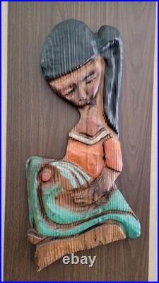 Set WITCO VINTAGE 60S WALL SCULPTURE ART MID CENTURY BOY & GIRL 49x25