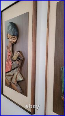 Set WITCO VINTAGE 60S WALL SCULPTURE ART MID CENTURY BOY & GIRL 49x25