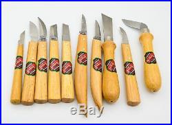 Set of 10 Vintage German Marke Spannage Wood Carving Knives New in Roll