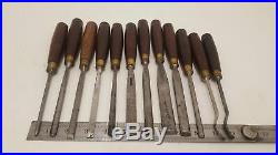 Set of 12 Vintage Ashley Iles Forged Wood Carving Gouge Tools 25459