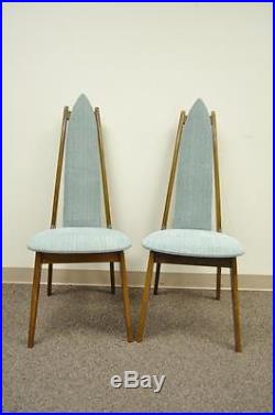 Set of 4 Vintage Mid Century Modern Sculptural Walnut Dining Chairs Danish Style