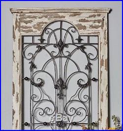 Shabby Distressed Rustic Vintage Garden Gate Arch Window Wood Metal Wall Plaque