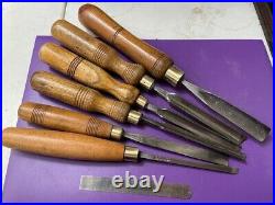 Sheffield Vintage Set of 6 Gouges Wood Carving Tools Sorby, Marples, Hindley Clay
