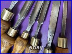 Sheffield Vintage Set of 6 Gouges Wood Carving Tools Sorby, Marples, Hindley Clay