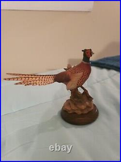 Signed Anri Wood Carving Granget The Ring Necked Pheasant Statue Figurine 5.6