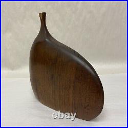 Signed DOUG AYERS California Walnut Wood Sculpture Weed Vase Vintage Modernist