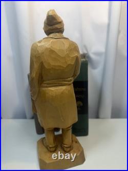 Signed Roger Bourgault Hand Carved Wood Figurine Folk Art Sculpture Vintage