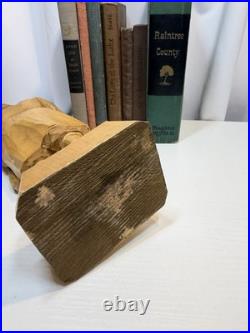 Signed Roger Bourgault Hand Carved Wood Figurine Folk Art Sculpture Vintage