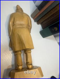 Signed Roger Bourgault Hand Carved Wood Figurine Folk Art Sculpture Vintage