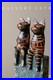 So Cute! Mexican Folk Art Cat Sculptures Vtg Wood Pair Figurine MID Century 50's