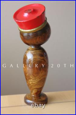 So Cute! Orig Art Painted Bobblehead Bellhop Sculpture! MID Century Vtg Wood Toy