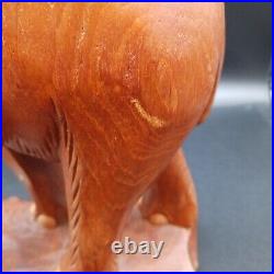 Solid Teak Wood Elephant Thailand Figurine Sculpture Large Hand Carved Vintage