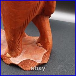 Solid Teak Wood Elephant Thailand Figurine Sculpture Large Hand Carved Vintage