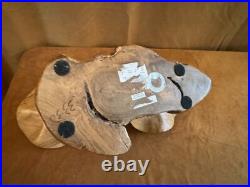 Solid Wood carving pair mushrooms handmade art figure sculpture vintage 6x9x15