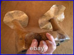 Solid Wood carving pair mushrooms handmade art figure sculpture vintage 6x9x15