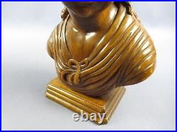 Statue Carved Wood Bust Girl Sculpture Handcraft Vintage Years'60