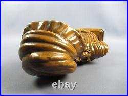 Statue Carved Wood Bust Girl Sculpture Handcraft Vintage Years'60