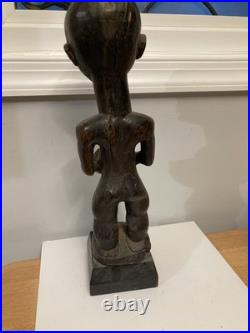 Statue Wood Africa Sculpture African Tribal Art kneeling female-Male vintage x 3