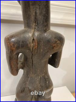Statue Wood Africa Sculpture African Tribal Art kneeling female-Male vintage x 3