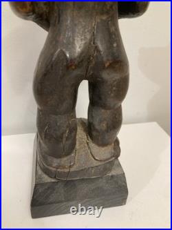 Statue Wood Africa Sculpture African Tribal Art kneeling female-Male vintage x 3