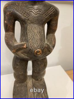 Statue Wood Africa Sculpture African Tribal Art kneeling female-Male vintage x 3