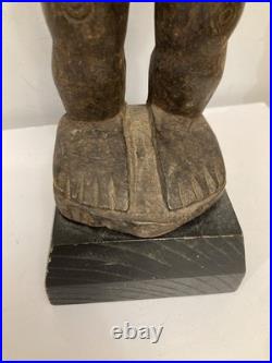 Statue Wood Africa Sculpture African Tribal Art kneeling female-Male vintage x 3