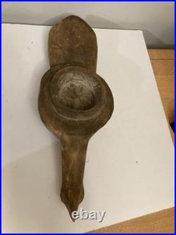 Statue Wood Africa Sculpture African Tribal Art kneeling female-Male vintage x 3