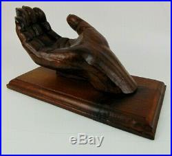 Stunning Vintage Hand Carved Wood Sculpture of Human Hand Incredible Detail OOAK