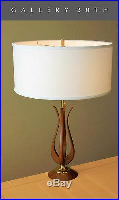 Style! MID Century Danish Modern Sculptured Table Lamp! Teak Atomic Vtg 50s Wood