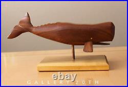 Superb! MID Century Walnut Whale Sculpture! Vtg 50's Orig Art Ocean Fish Sea MCM