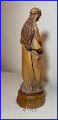 Tall vintage hand carved painted Italian wood Mary baby Jesus sculpture statue