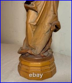 Tall vintage hand carved painted Italian wood Mary baby Jesus sculpture statue