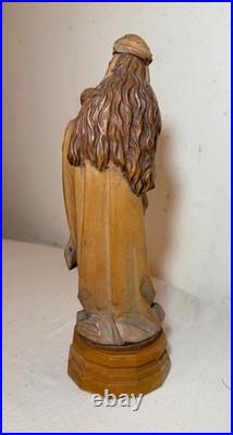 Tall vintage hand carved painted Italian wood Mary baby Jesus sculpture statue