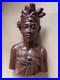 This is a hand-carved vintage Balinese wood bust sculpture